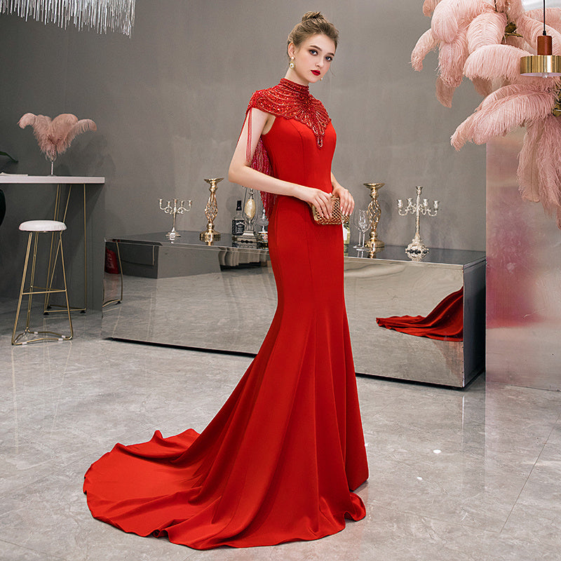 Queen's Fashion Tail Dinner Dress Polyester S-XL