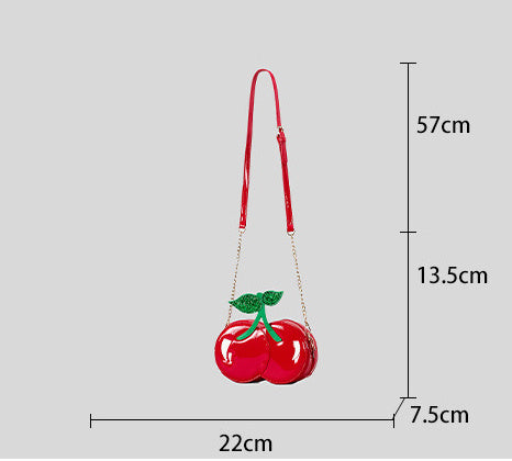 Sac messager à bandoulière en forme de cerise créative rouge en PU