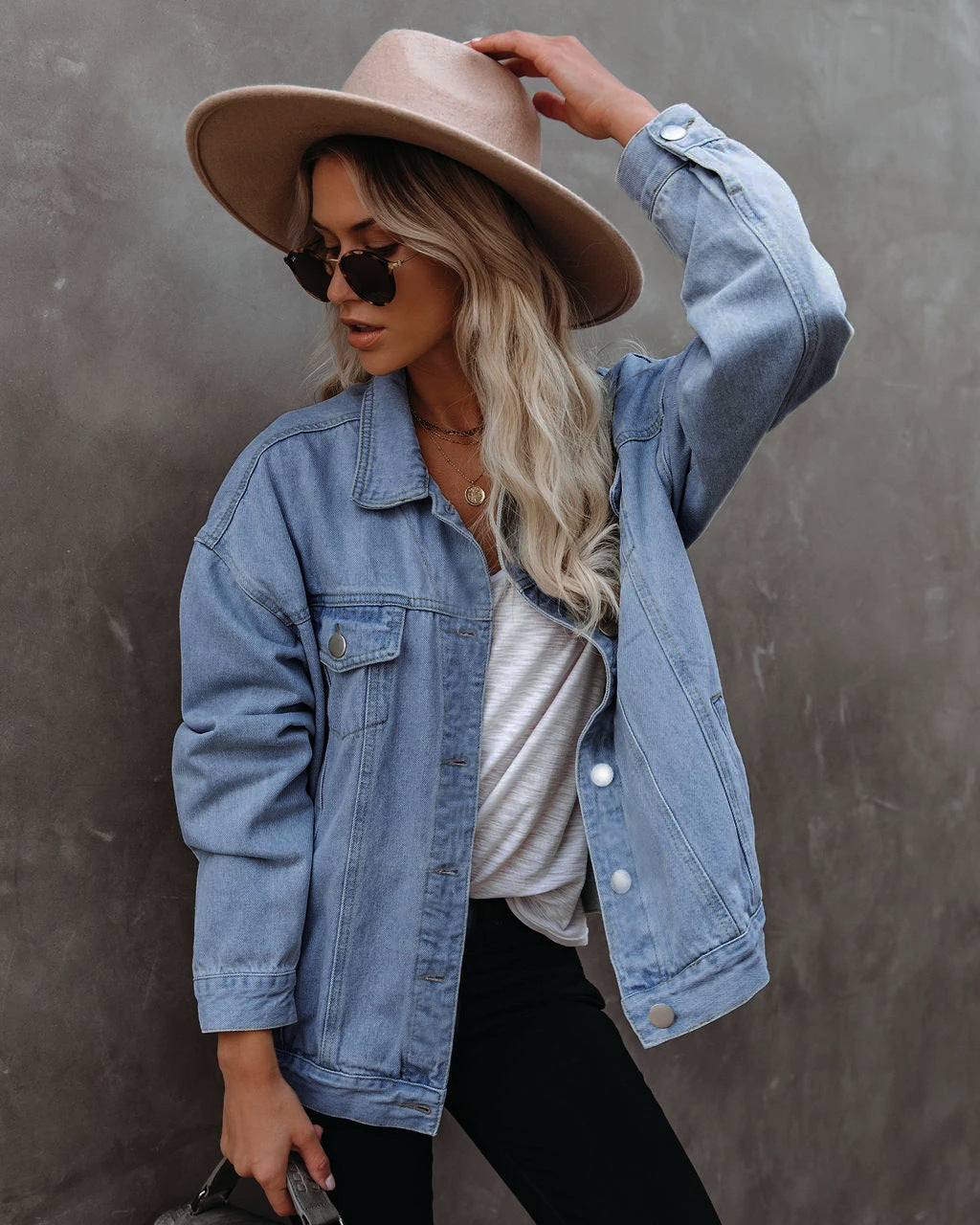 Women's Denim Blue Casual Polyester Jacket