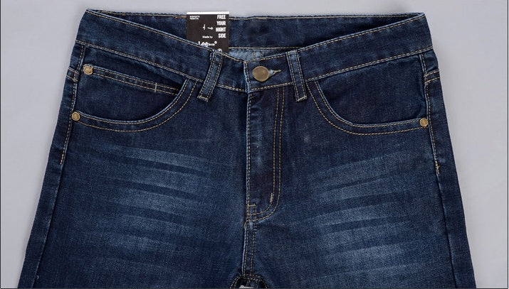 Men's Dark Blue Slim Straight Jeans Fall Winter