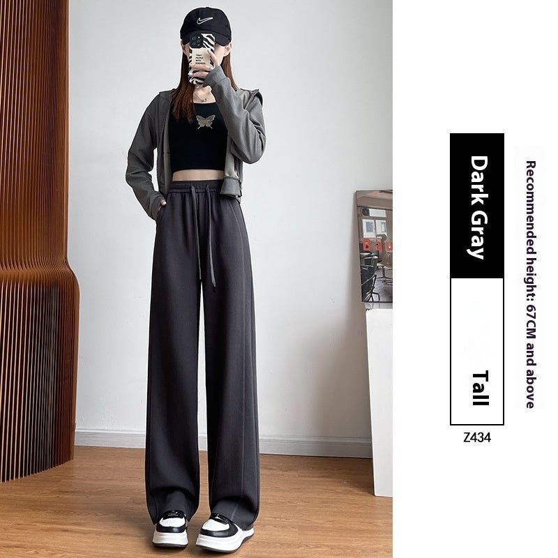 Pantalon d'exercice en coton à taille haute et coupe droite