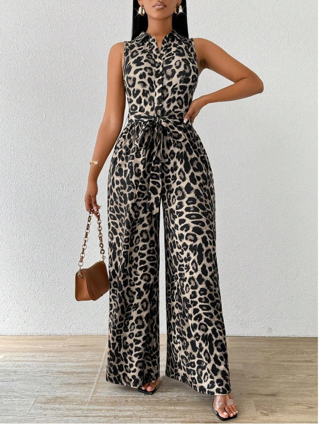 Women's Wide-Leg Floral Jumpsuit with Belt