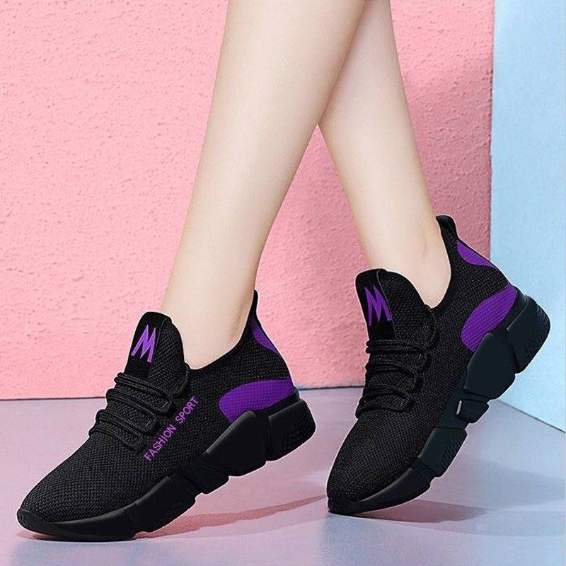 Women's Casual Thick Heel Lace-Up Peas Sneakers