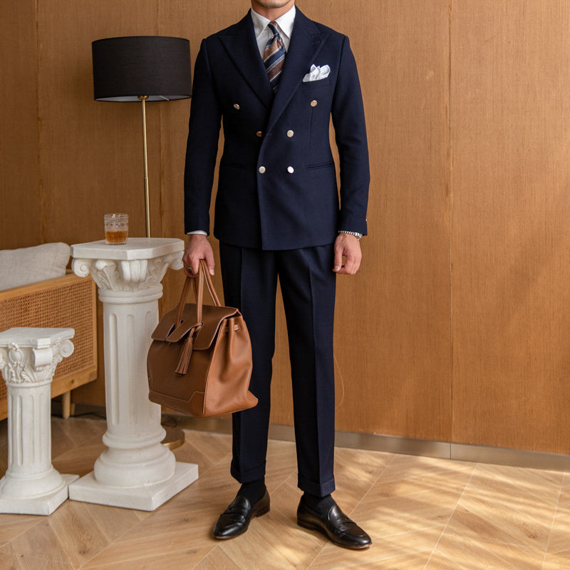 Costume croisé slim blanc cassé pour homme avec veste et pantalon
