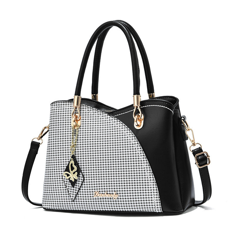 Fashion PU Zipper Handbag Crossbody with Color Contrast
