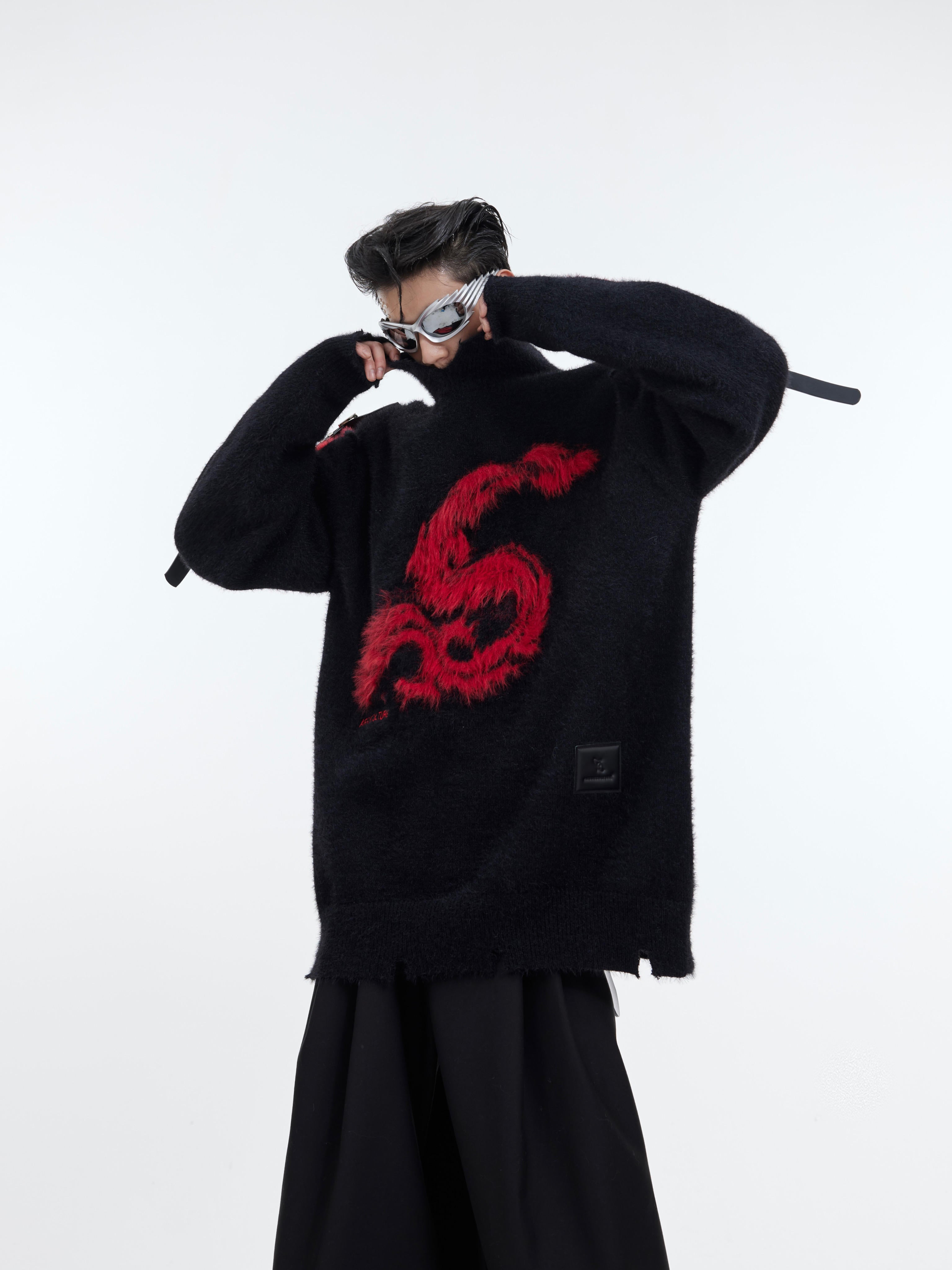 Pull ample à col rond pour homme en noir, rouge, rose - Tailles M-XL
