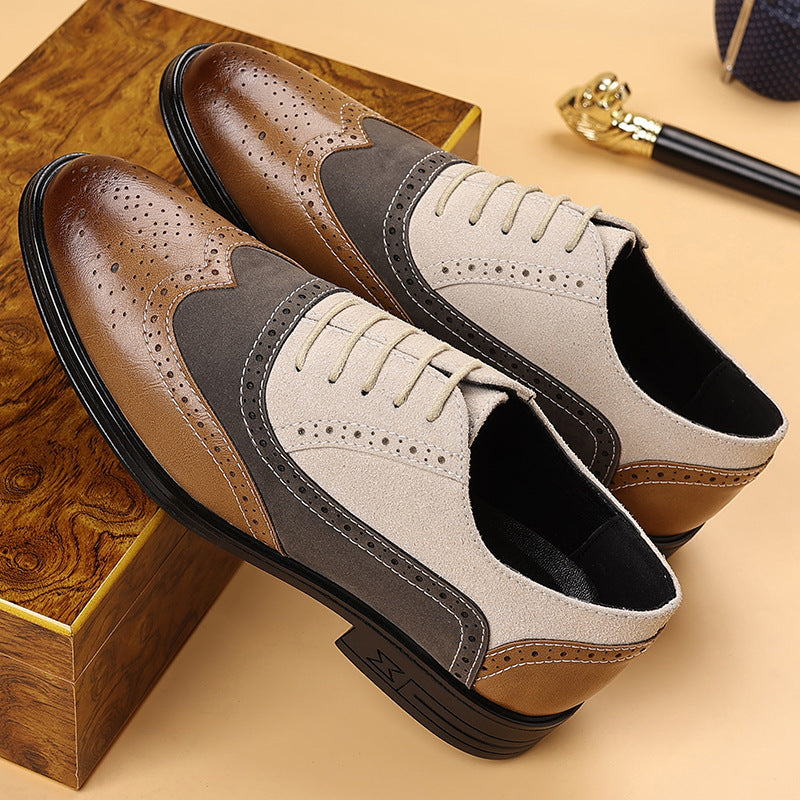 Chaussures Richelieu en cuir décontractées pour homme grande taille à bout pointu