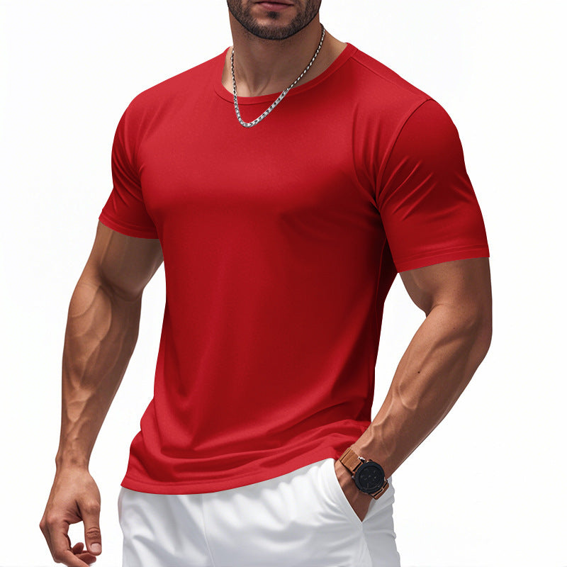 T-shirt de sport à manches courtes et col rond, séchage rapide, pour le marathon