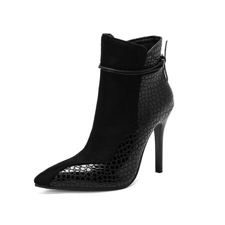 Short Pointed Toe Knight Boots with 11cm Stiletto Heels in White, Black, Brown