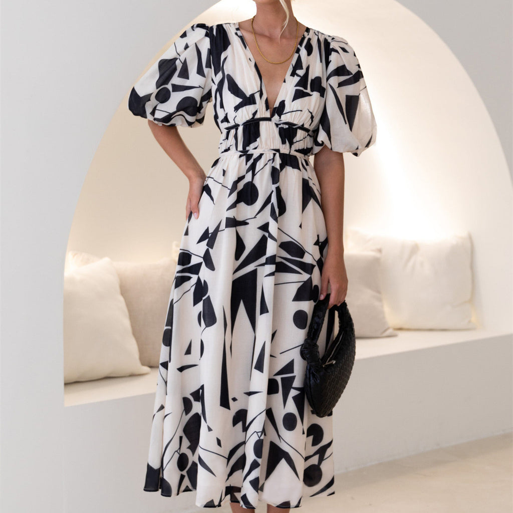 Robe longue en polyester imprimé pour femme - Style urbain tendance