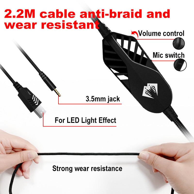 Wired Gaming Headset with Microphone and Breathing Light