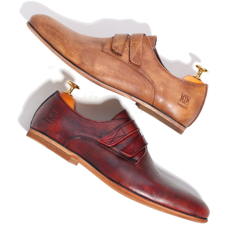 Handmade Vintage Genuine Leather Men's Shoes - Wine Red, Yellow, Sizes 38-44