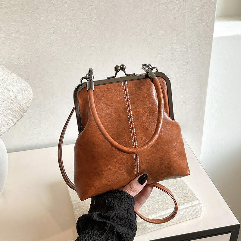 Vintage PU Shell Crossbody Handbag for Women, 21x4x20cm, Brown & Black