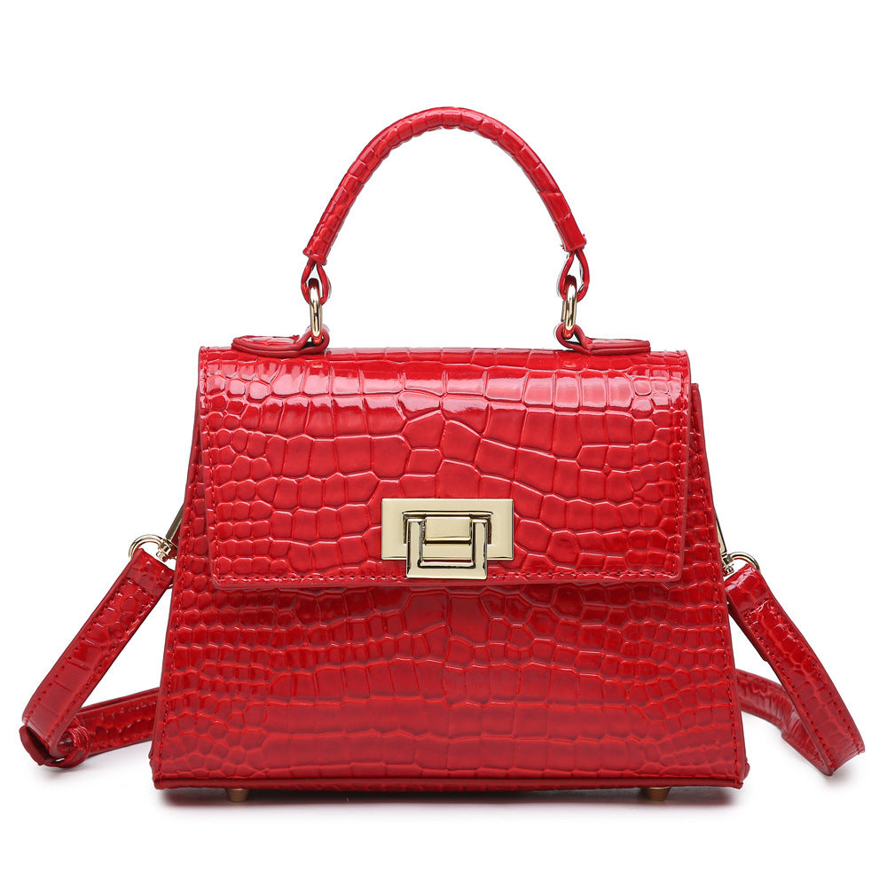 Women's Medium PU One-Shoulder Crocodile Pattern Messenger Bag