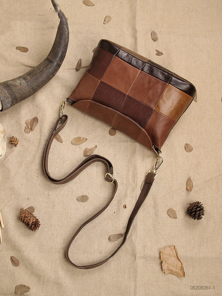 Vintage Cowhide Leather Women's Messenger Bag with Magnetic Closure