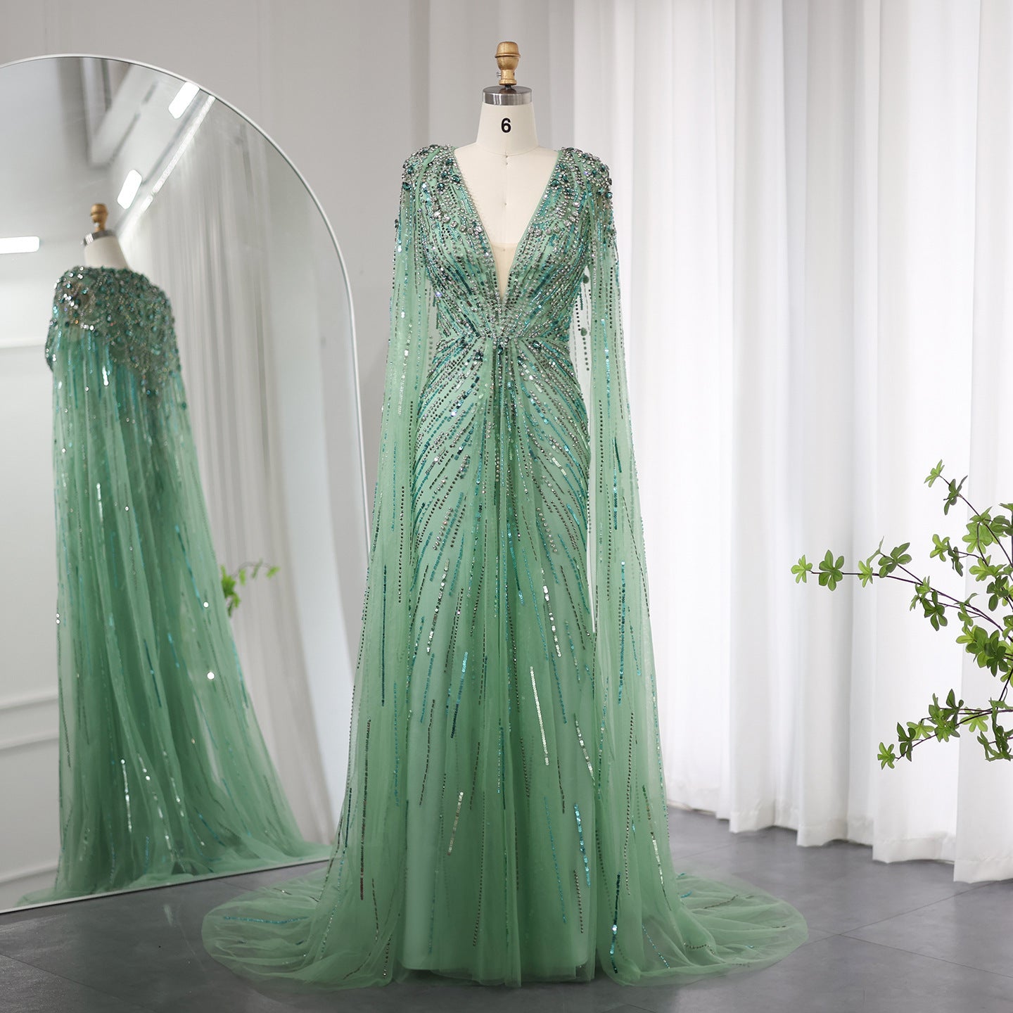 Elegant Long V-Neck Lace Dress in Multiple Colors