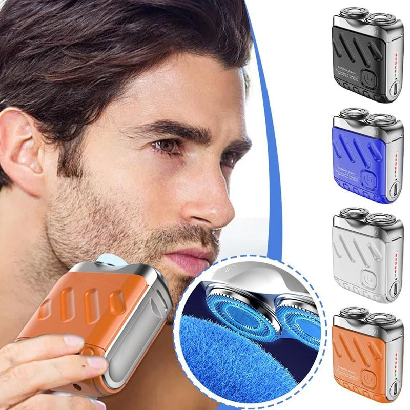 Rasoir électrique rotatif portatif à double anneau rechargeable de poche pour hommes