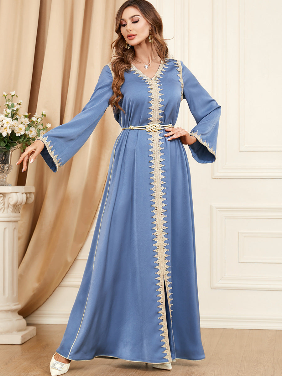 Fashion Spring And Autumn Stitching Arab Women's Clothing Dress