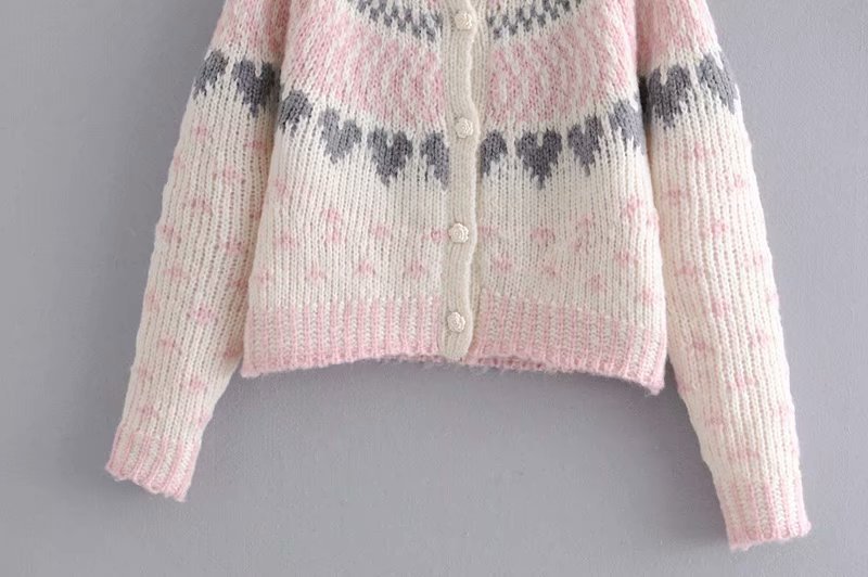 Autumn And Winter Women's Flower Love Sweater Cardigan