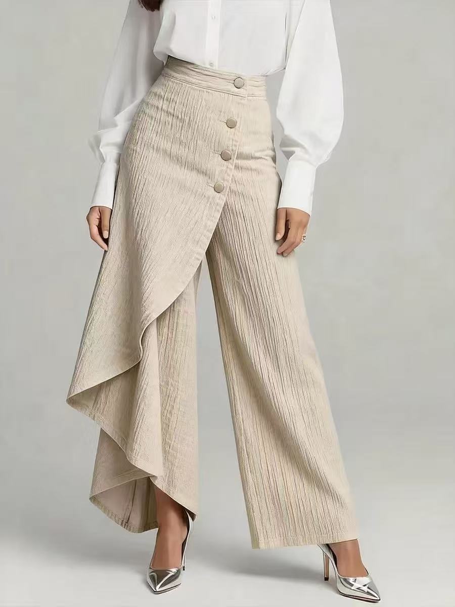 Women’s Solid Color Wide-Leg Style Printed Pants