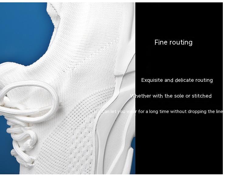 Summer Flyknit Breathable Lightweight Soft Sole Sports Shoes White Mesh