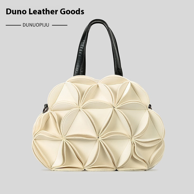 Flower-Shaped Portable PU Stitching Bag for Women