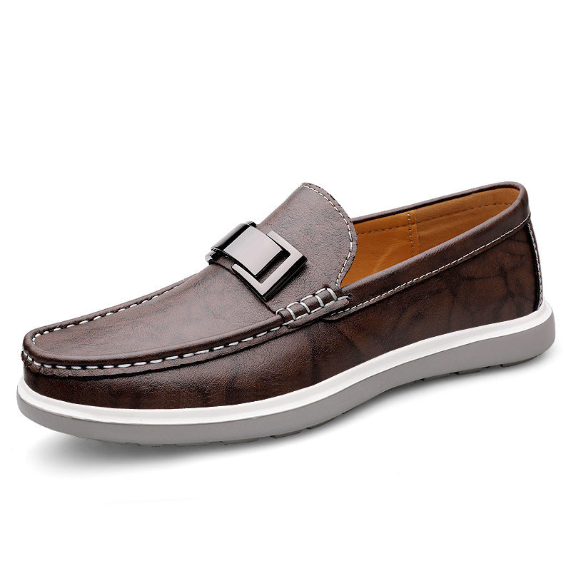 Men's Casual Spring Low-Top Slip-On Flats in Black, Gray & Brown