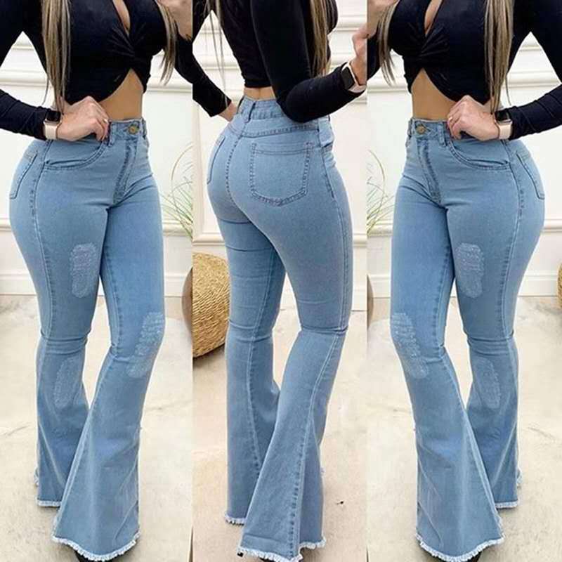 Women’s High Waist Elastic Denim Jeans Pants