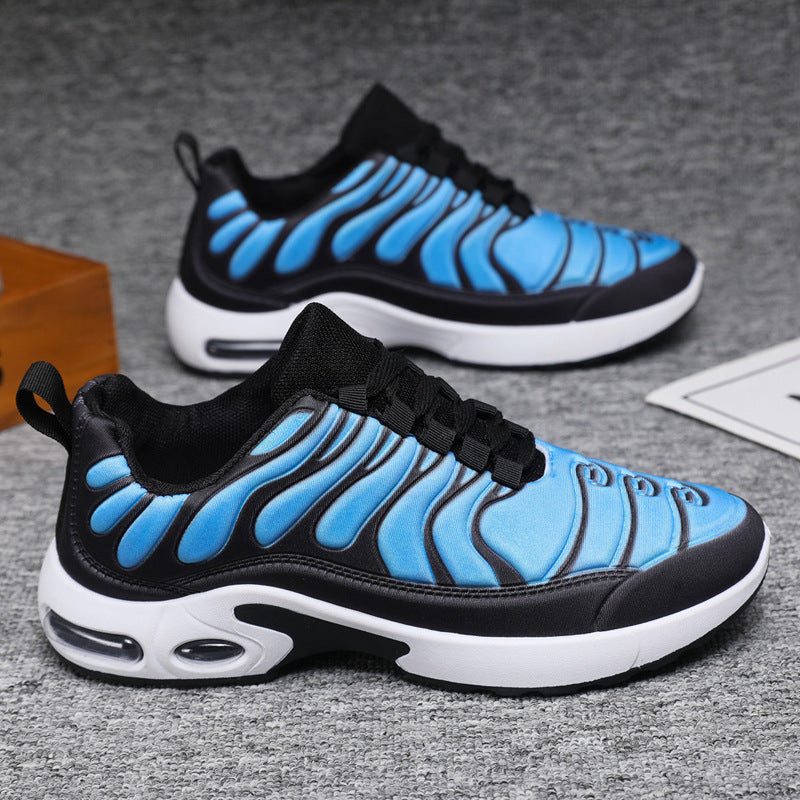 Color-Blocked Men’s Lace-Up Sneakers with Air Cushion for Running & Casual Wear