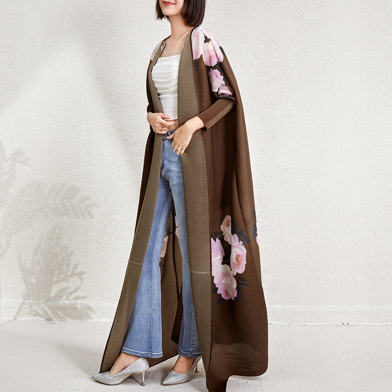 Arabian Style Pleated Cardigan Robe Dress