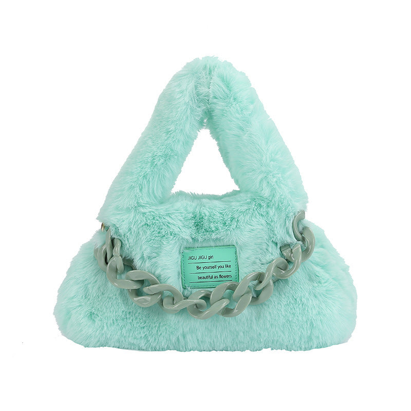 Ladies Plush Acrylic Chain Bag – Small & Large Sizes