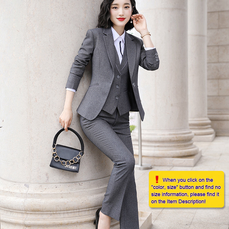 Professional Women’s Autumn Suit Vest Set with Jacket and Pants