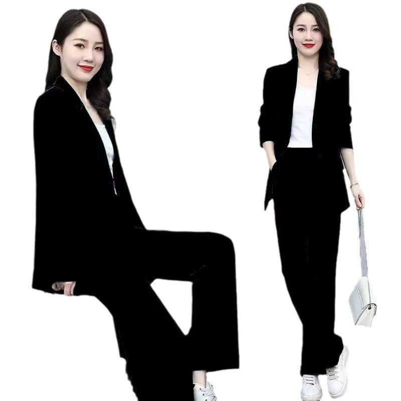 Tailleur pantalon deux pièces pour femme à jambes larges