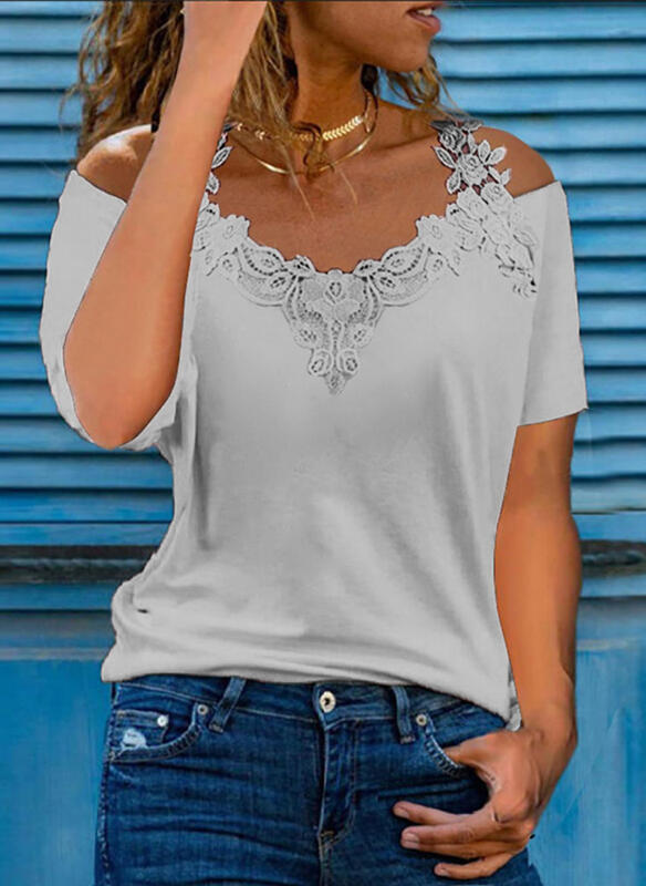 Plus Size V-Neck Printed Short Sleeve Top