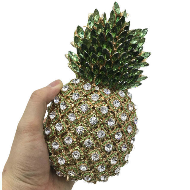 Pochette de soirée en métal ananas et strass 20x10x10cm