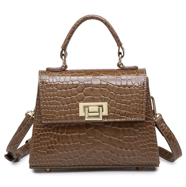 Women's Medium PU One-Shoulder Crocodile Pattern Messenger Bag