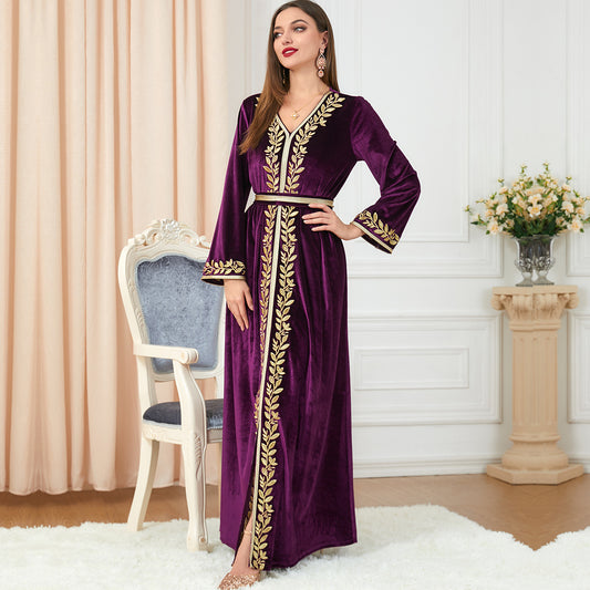 Arab Women's Long Sleeve Slit Women's Dress