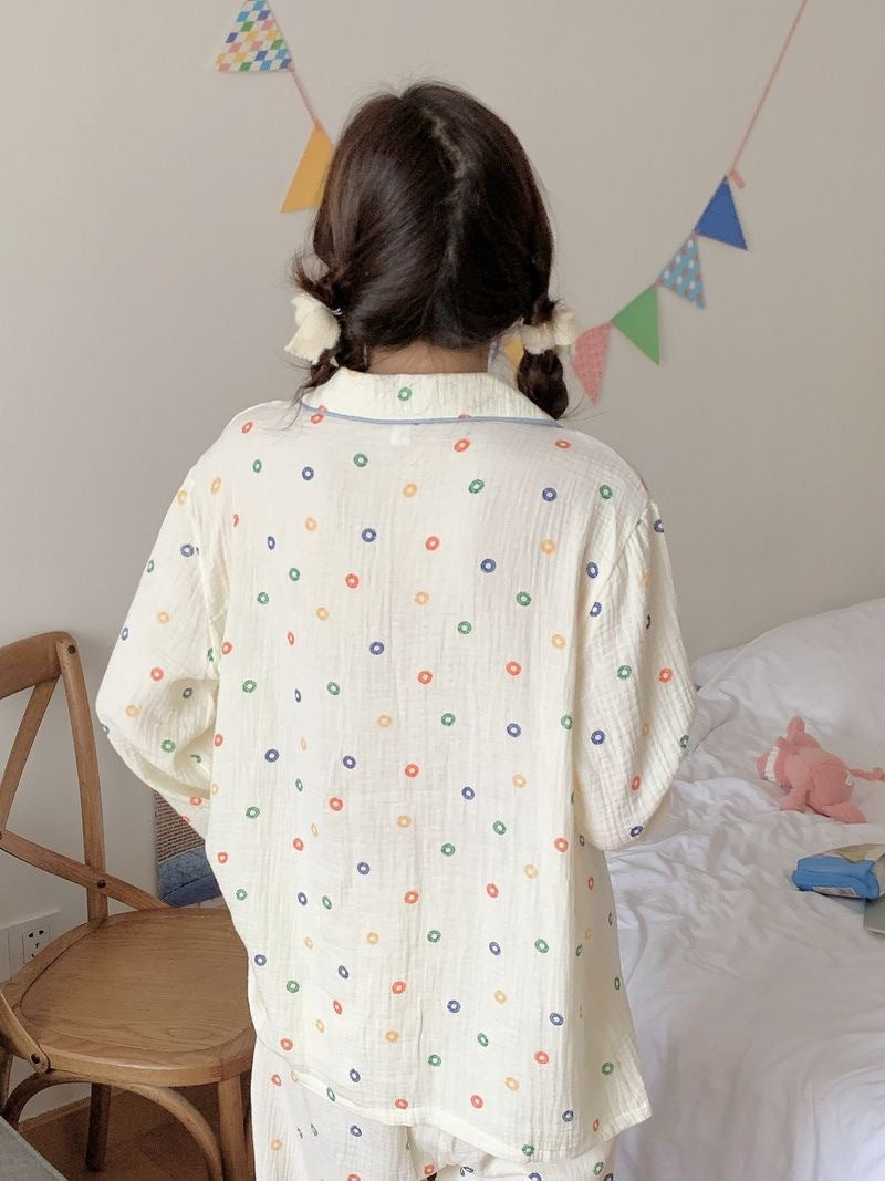 Pyjama bébé en coton, cardigan fin à manches longues imprimé ours, tenue d'intérieur pour petite fille
