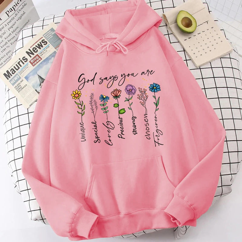 Funny Flower God Says You Are Unique Special Print Pullover