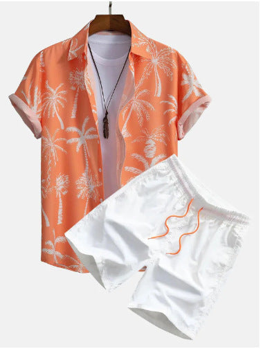 Men's Plus Size Casual 3D Digital Print Short Sleeve Hawaii Suit