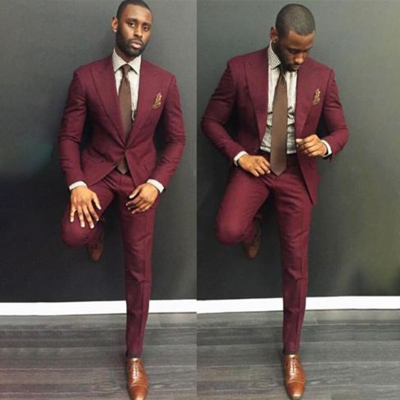 Slim Fit Two-Piece Formal Suit in Solid Colors
