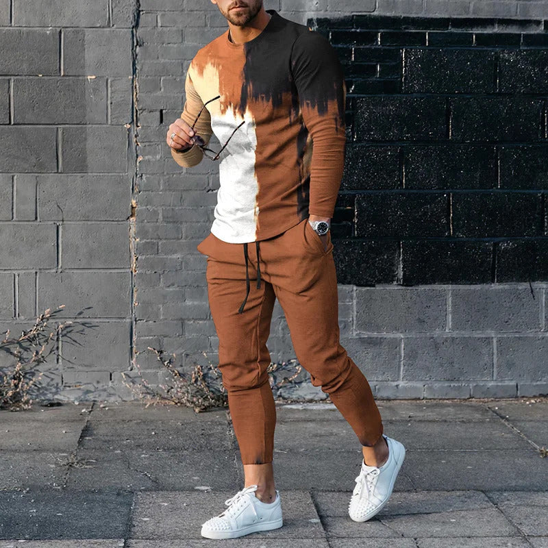 Casual Loose Gradient Long Sleeve Sweater Two-Piece Set