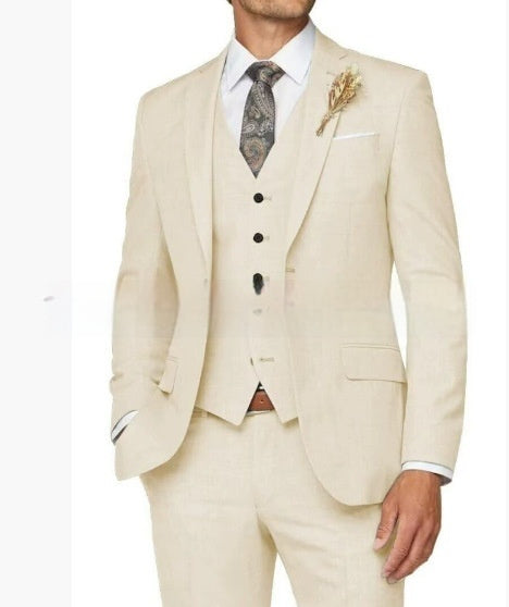 Ensemble de costume trois pièces décontracté ajusté pour homme
