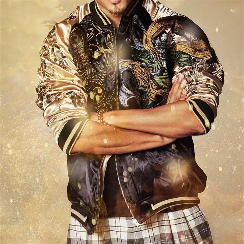 Men's Fashion Gold Embroidery Double-Sided Jacket