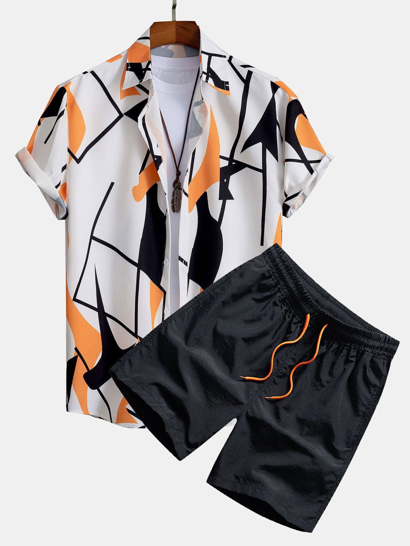Men's Plus Size Casual 3D Digital Print Short Sleeve Hawaii Suit