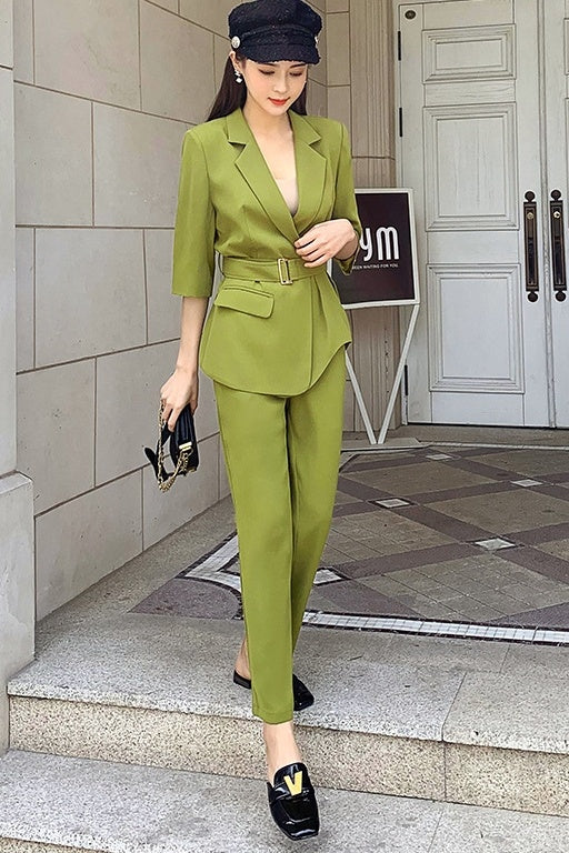 Two-piece Suit With Waistband Design And Waist Slimming
