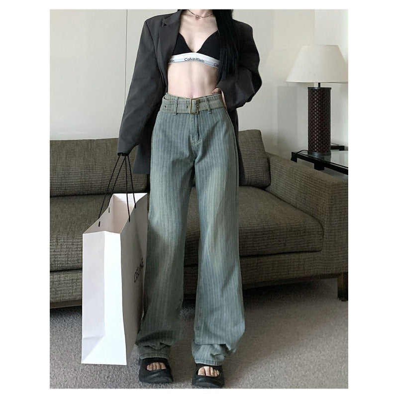 Women's Denim Straight Wide-Leg Pants