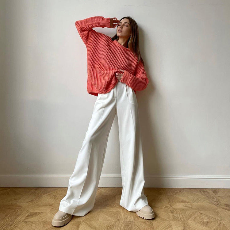 High Waist Loose Commuter Trousers in Klein Blue