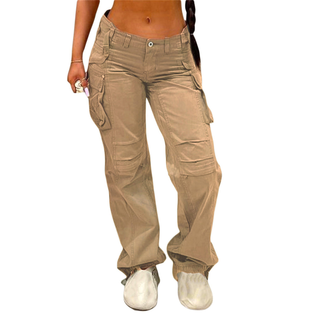 Pantalon cargo multipoches ample et droit pour femme