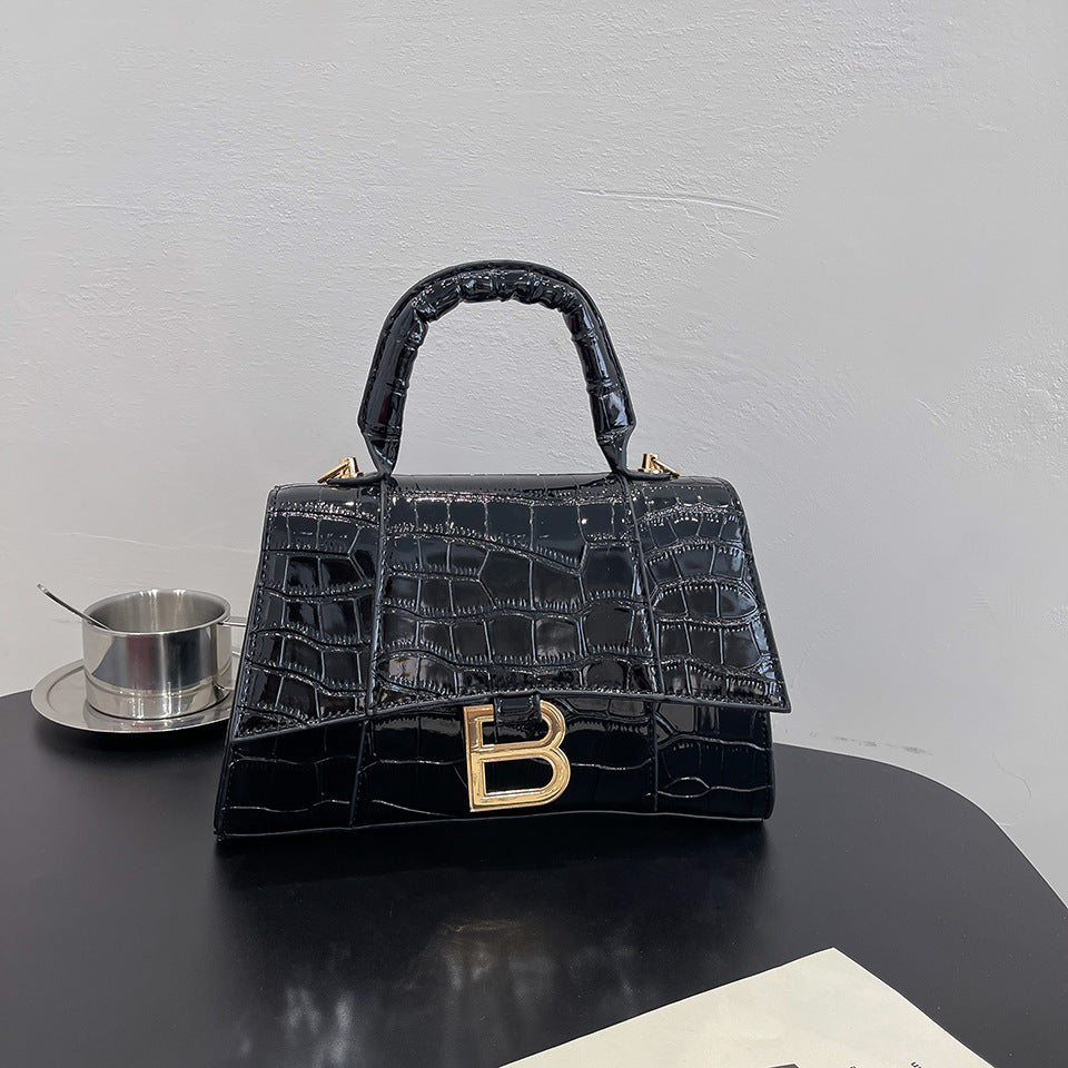 Women's Casual PU Crocodile Pattern Small Square Crossbody Bag 22cm